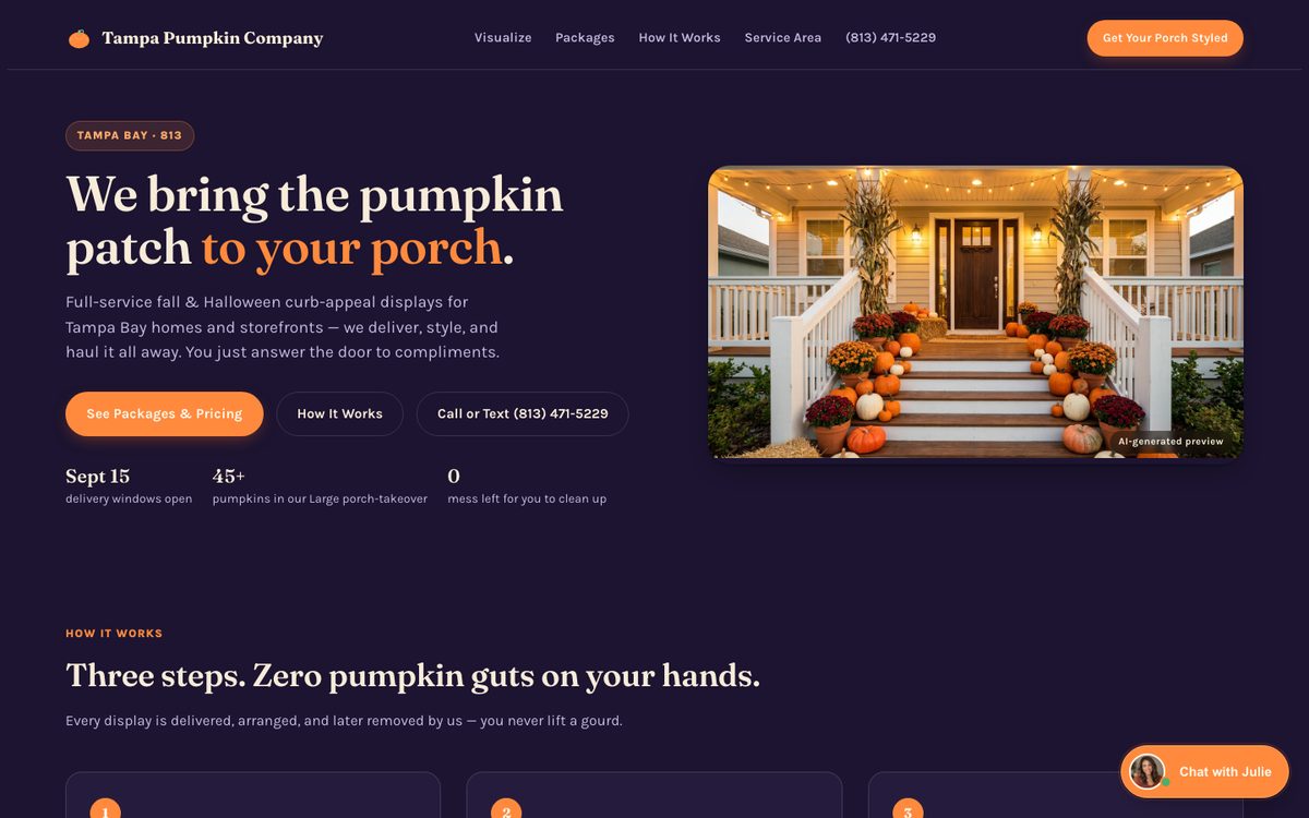 Tampa Pumpkin Company homepage