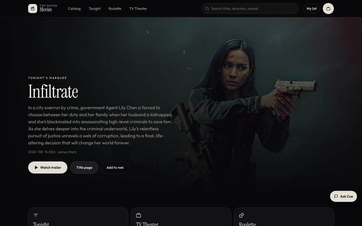 Top Rated Movies homepage